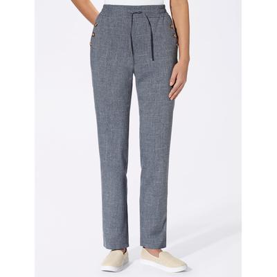 Leinenhose CLASSIC BASICS, Damen, Gr. 50, Normalgrößen, blau (jeansblau), 100% Polyester, unifarben, lang, Hosen Image