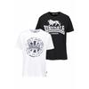 T-Shirt LONSDALE "DILDAWN", Herren, Gr. M (48/50), schwarz-weiß (schwarz, weiß), Single Jersey, Obermaterial: 100% Baumwolle, unifarben, sportlich, schmal hüftlang, Rundhals, Kurzarm, Shirts, Doppelpack