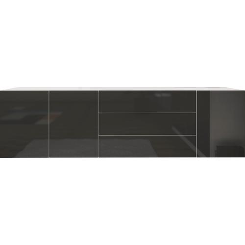 „Lowboard BORCHARDT MÖBEL „“Vaasa““ Sideboards Gr. B/H/T: 190 cm x 53 cm x 35 cm, 3, weiß (weiß matt, graphit hochglanz) Lowboards Breite 190 cm, nur hängend“