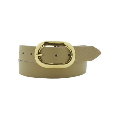 Ledergürtel ANNAMATONI, Damen, Gr. 110, beige, Leder, unifarben, elegant,feminin,klassisch,modisch, Gürtel, Mit goldfarbener ovaler Gürtelschnalle Image