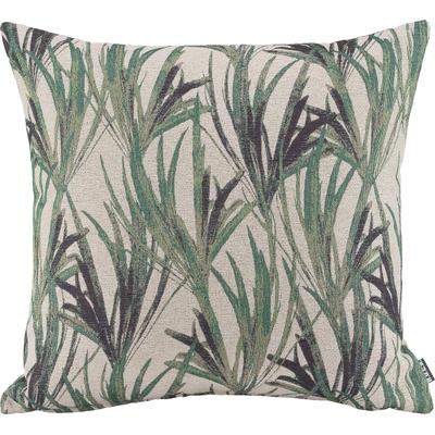 Dekokissen H.O.C.K. "Planty", grün (grasgrün, geblümt), B:50cm H:10cm L:50cm, Polyester, Baumwolle, Leinen, Dekokissen_Sitzkissen_Kissenhüllen, mit Gräsern, Kissenhülle mit Füllung, 1 Stück Image