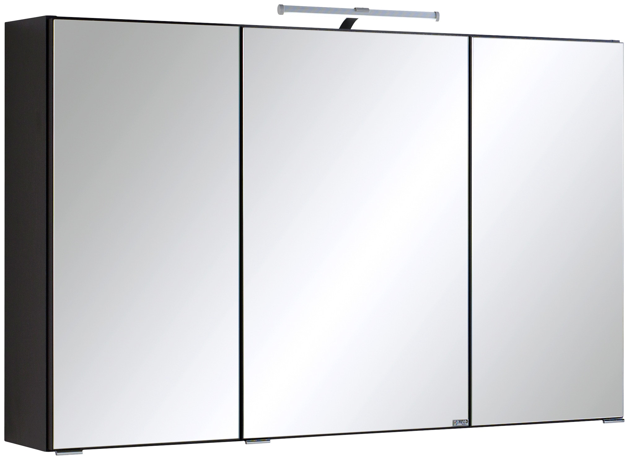 Spiegelschrank WELLTIME "Texas", grau (anthrazit), B:100cm H:66cm T:20cm, Spanplatte, Schränke, Breite 100 cm, mit LED-Aufbauleuchte Image