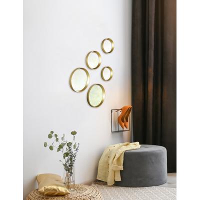Dekospiegel MIRRORS AND MORE "Vivien", gold (goldfarben), B:25cm H:25cm T:3,5cm Ø:25cm, Spiegelglas, Spiegel, Wandspiegel, rund Image