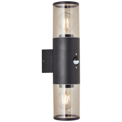 BRILLIANT Außen-Wandleuchte "Sergioro", schwarz (schwarz matt), H: 33,2cm, Lampen, 33,2 cm Höhe, Bewegungsmelder, E27, Aluminium/Kunststoff, schwarz matt Image