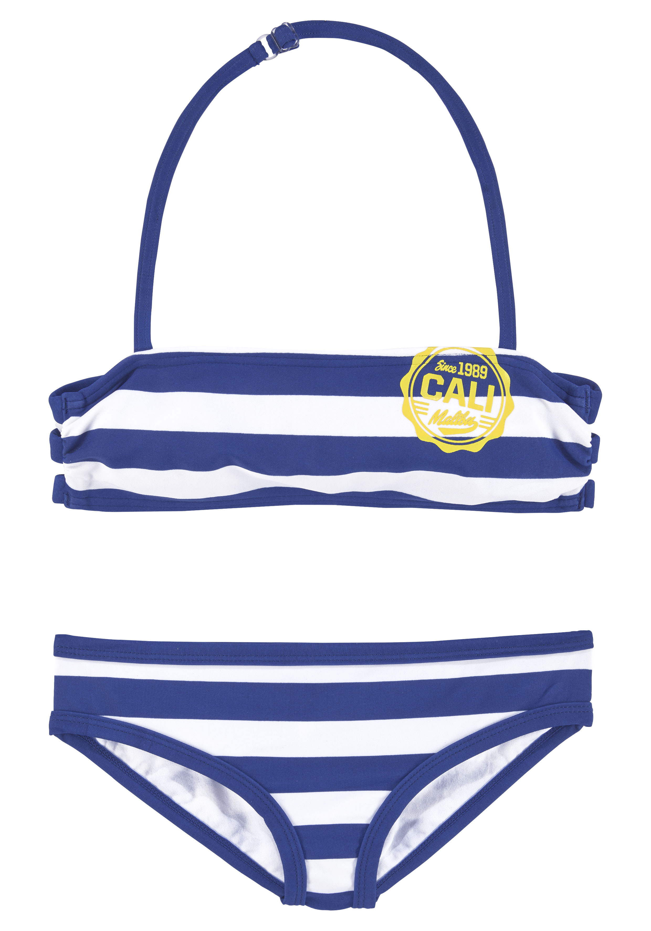 Bandeau-Bikini BENCH., Kinder, Gr. 146/152, N-Gr, blau (blau, weiß), Polyamid, gestreift, Bikini-Sets, mit trendigen Streifen Image