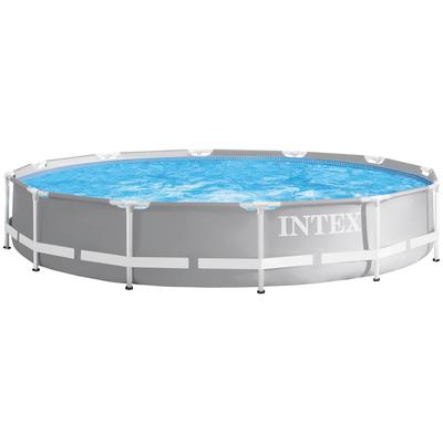 Framepool INTEX "PrismFrame" Schwimmbecken Gr. Ø/B/H/L: 366 cm x Breite Höhe 76 cm x Länge, 6503 l, grau (grau, blau) Frame-Pools