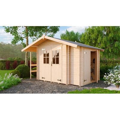 Gartenhaus LASITA MAJA "Narva 476", beige (naturbelassen), Fußboden im Gartenhaus, ohne Dacheindeckung, Holzwerkstoff, Gartenhäuser