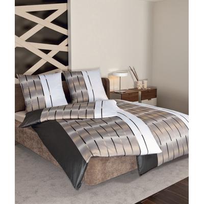 Bettwäsche JANINE "MILANO 45026", braun (kaffee), B/L: 135cm x 200cm, , Mako-Satin, B/L: 80cm x 80cm, Mako-Satin, Obermaterial: 100% Baumwolle, Bettwäsche, mit Reißverschluss Image