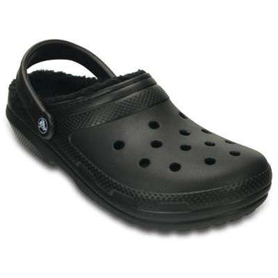 Hausschuh CROCS "Classic Lined Clog", Herren, Gr. 39, schwarz (schwarz, uni), Croslite, casual, Schuhe, Gartenschuh, Sch