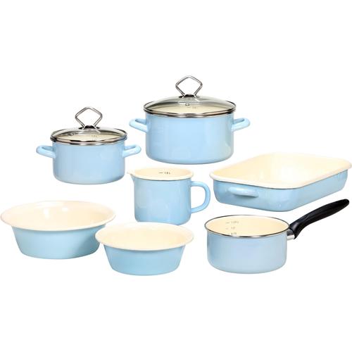 "Topf-Set KRÜGER ""Sylt"" Töpfe Gr. +, blau (hellblau, cremefarben) Topfsets Topf Induktion"