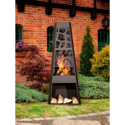 Feuerstelle DOBAR "XXL" Feuerkörbe grau (schwarz-anthrazit) Gartenkamin, BxLxH: 57,5x38x148 cm, inkl. Grillrost