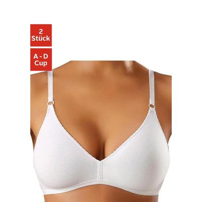 Bralette-BH PETITE FLEUR, Damen, Gr. 75, Cup D, weiß (2xweiß), Jersey, Obermaterial: 95% Baumwolle, 5% Elasthan, Basic, 