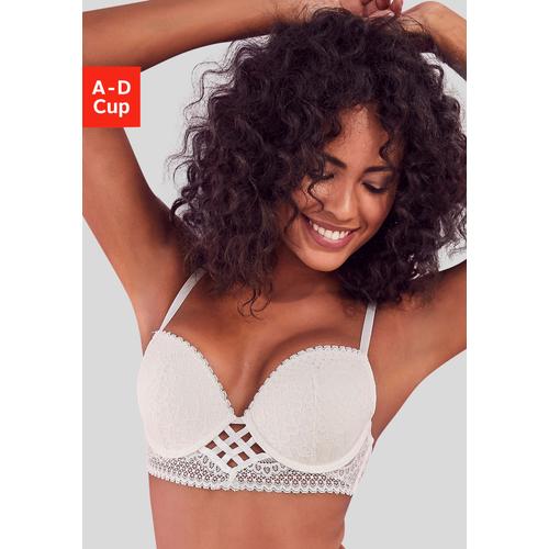 Push-up-BH LASCANA Gr. 70, Cup D, beige (creme) Damen BHs BH Hochzeitsdessous Hochzeitswäsche Push-up-BH Reizwäsche Spitzen-BH Spitzenwäsche Spitzen-BHs mit entzückender Flechtoptik, sexy Dessous