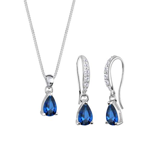 Elli – Elli Schmuckset Saphirblau Tropfen Zirkonia Silber Schmuck-Set Damen