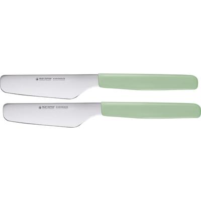 Brotzeitmesser FELIX SOLINGEN "Brunchmesser", grün (edelstahlfarben, grün), 2 tlg., Chrom-Molybdän-Vanadium-Stahl, Essmesser, X50 CrMoV15 Klingenstahl, hochglanz