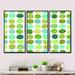 Design Art Geometric Green Circle I - Mid-Century Modern Framed Canvas Wall Art Set Of 3 Canvas, Wood in Blue/Green | 20 H x 36 W x 1 D in | Wayfair