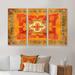 Design Art Moroccan Orange Tiles Collage II - Bohemian & Eclectic Framed Canvas Wall Art Set Of 3 Canvas, in Green/Orange/Red | Wayfair