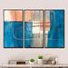 Design Art Modern Simply Blue - Modern & Contemporary Framed Canvas Wall Art Set Of 3 Canvas, Wood in Blue/Gray/White | 20 H x 36 W x 1 D in | Wayfair