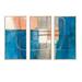 Design Art Modern Simply Blue - Modern & Contemporary Framed Canvas Wall Art Set Of 3 Canvas, Wood in Blue/Gray/Pink | 28 H x 36 W x 1 D in | Wayfair