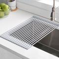 Kraus Kore Over the Sink Dish Rack Stainless Steel/Silicone in Gray | 0.375 H x 16.875 W x 12 D in | Wayfair KRM-11GR