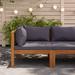 Ebern Designs Sectional Corner Sofa w/ Cushions Solid Acacia Wood in Gray/Black | 24.6 H x 27.2 W x 27.2 D in | Outdoor Furniture | Wayfair