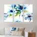 Winston Porter Seamless Summer Blue Flowers - Floral Framed Canvas Wall Art Set Of 3 Canvas, Wood in White | 28 H x 36 W x 1 D in | Wayfair