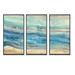 Orren Ellis Ocean Mineral Waves - 3 Piece Painting on Canvas Canvas, Wood in White | 28 H x 36 W x 1 D in | Wayfair