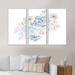 Rosdorf Park Winter Bouquet In Pastel Flowers V - Traditional Framed Canvas Wall Art Set Of 3 Metal in Blue/White | 32 H x 48 W x 1 D in | Wayfair