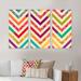 Latitude Run® Zigzag Bright Chevron In Retro Colors - Patterned Framed Canvas Wall Art Set Of 3 Canvas, Wood in White | 20 H x 36 W x 1 D in | Wayfair