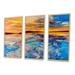 Rosecliff Heights Orange Sunset Over Whirly Blue Waves - 3 Piece Floater Frame Painting on Canvas Canvas, in White | 28 H x 36 W x 1 D in | Wayfair