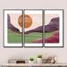 Loon Peak® Abstract Landscapes w/ Mountain Moon & River - 3 Piece Floater Frame Painting on Canvas Canvas, in White | 20 H x 36 W x 1 D in | Wayfair