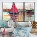 Longshore Tides A Sailboat In A Marina w/ Yachts & Buildings - Nautical & Coastal Framed Canvas Wall Art Set Of 3 Canvas, in White | Wayfair