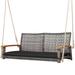 Winston Porter Cypher Porch Swing Wood/Solid Wood in Brown | 21.5 H x 51.5 W x 27 D in | Wayfair 63CFE8894FE6436FAB4826E4924AD215