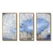 Wrought Studio™ Blue Agate - Stone Framed Canvas Wall Art Set Of 3 Metal in Blue/White | 32 H x 48 W x 1 D in | Wayfair