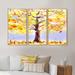 Winston Porter Autumn Yellow Tree Phography Artwork - Floral Framed Canvas Wall Art Set Of 3 Canvas, Wood in White | 28 H x 36 W x 1 D in | Wayfair