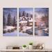 The Holiday Aisle® Winter Christmas Scene A Treasured Time - Traditional Framed Canvas Wall Art Set Of 3 Canvas, in White | Wayfair
