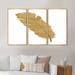 Dakota Fields Glam Pure Gold Feather II - Traditional Framed Canvas Wall Art Set Of 3 Metal | 32 H x 48 W x 1 D in | Wayfair