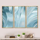 Wrought Studio™ Blue Modern Water III - Modern & Contemporary Framed Canvas Wall Art Set Of 3 Canvas, Wood in White | 28 H x 36 W x 1 D in | Wayfair