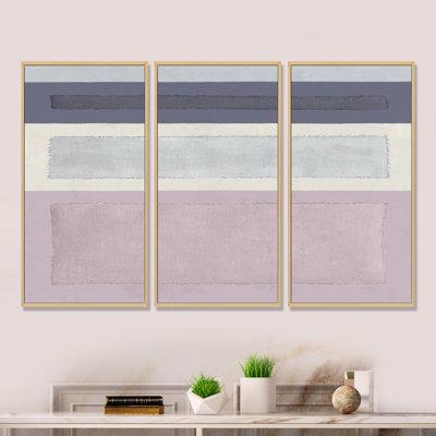 George Oliver Painted Weaving IV FB - Modern & Contemporary Framed Canvas Wall Art Set Of 3 Canvas, Wood in White | 20 H x 36 W x 1 D in | Wayfair