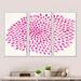 George Oliver Pink Burst - Mid_Century_Modern Framed Canvas Wall Art Set Of 3 Metal in Pink/White | 32 H x 48 W x 1 D in | Wayfair