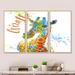 Bungalow Rose Colorful Safari Animals D - Tropical Framed Canvas Wall Art Set Of 3 Canvas, Wood in White | 28 H x 36 W x 1 D in | Wayfair