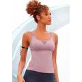 Funktionsshirt LASCANA ACTIVE, Damen, Gr. XL (48/50), rosa (altrosa), Jersey, Obermaterial: 95% Baumwolle, 5% Elasthan, unifarben, Mesh, sportlich, Basic hüftlang, Rundhals, ohne Ärmel, Shirts, mit beschrifteten Trägern und Mesh-Einsatz