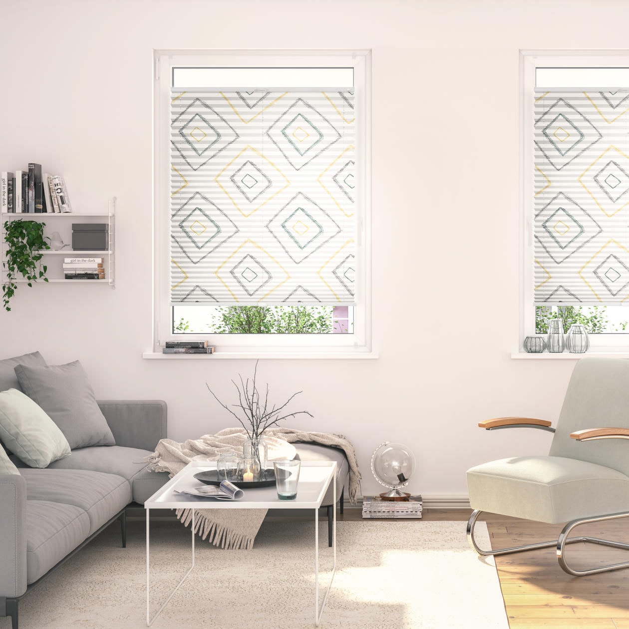 Plissee LICHTBLICK ORIGINAL "Plissee Klemmfix, ohne Bohren, blickdicht, Stripy Boho Rectangle", beige (beige, weiß, weiß), B:60cm H:130cm, Obermaterial: 100% Polyester, Plissees