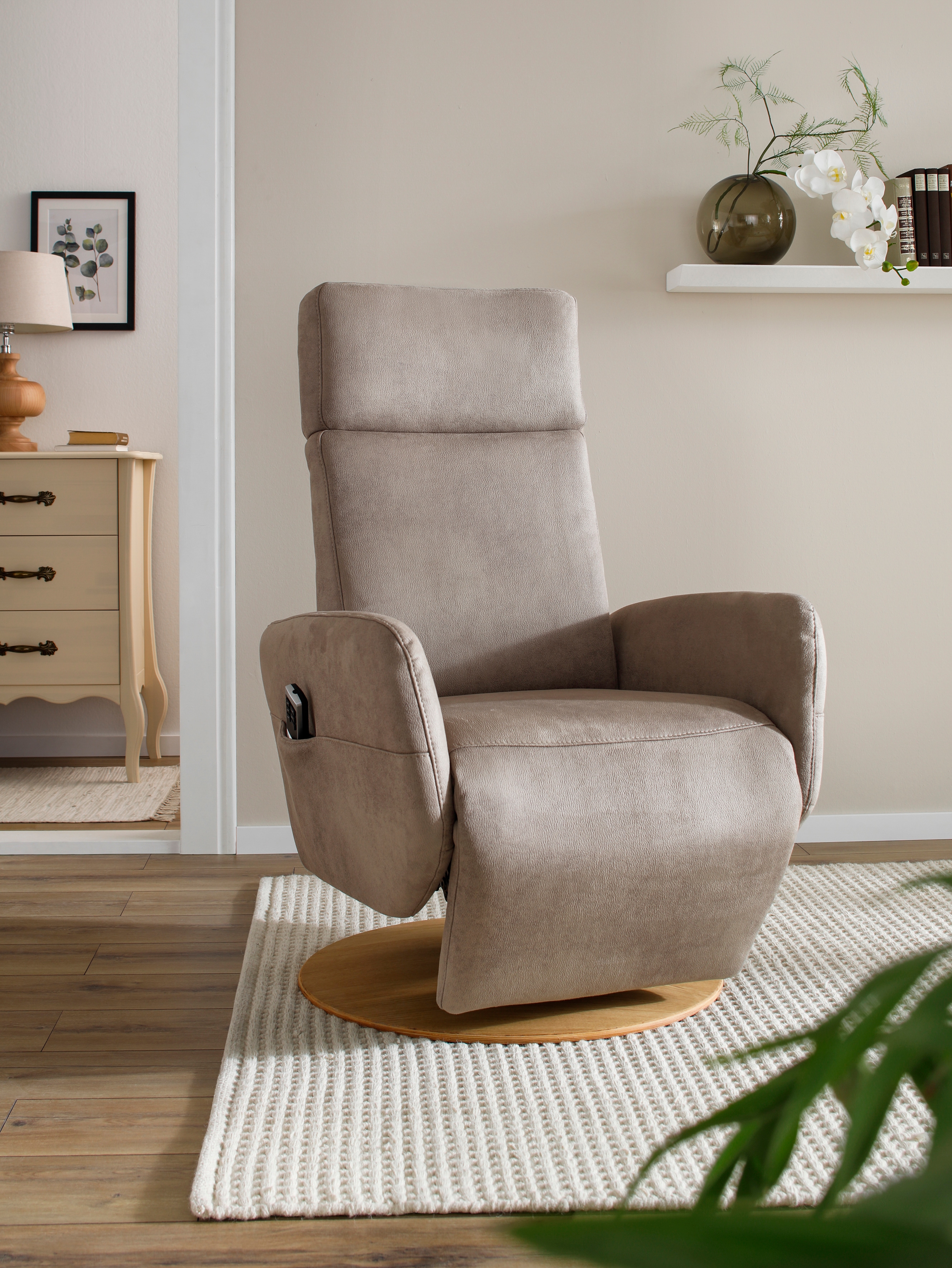 TV-Sessel SIT & MORE "Kobra", braun (savannah), B:71cm H:110cm T:82cm, Webstoff (100% Polyester);Luxus-Microfaser Euphoria (100% Polyester);Luxus-Microfaser Vintage (100% Polyester), Sessel, wahlweise mit 2 Motoren, 2 Motoren und Akku oder mit 2...