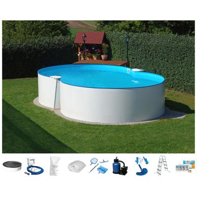 Achtformpool KONIFERA "Monaco II", weiß, B:300cm H:120cm L:470cm, Schwimmbecken, 10 tlg., BxLxH: 300x470x120 cm