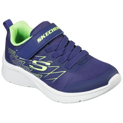 Sneaker SKECHERS "MICROSPEC", Kinder, Gr. 28, bunt (navy, limette), Textil, Synthetik, sportlich, Schuhe, mit Kontrastbesatz, Freizeitschuh, Halbschuh, Schnürschuh