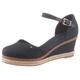 Spangenpumps TOMMY HILFIGER "BASIC CLOSED TOE MID WEDGE" Gr. 40, blau (dunkelblau) Damen Schuhe Riemchenpumps