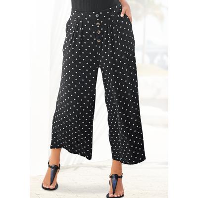 Culotte LASCANA, Damen, Gr. 38, N-Gr, schwarz-weiß (schwarz, weiß, gepunktet), Jersey, Obermaterial: 95% Viskose, 5% Elasthan, gepunktet, casual, figurumspielend 7/8-Länge, Hosen, mit Punktedruck und Taschen, elatischer Bund, 7/8-Hose, Jerseyhose Image