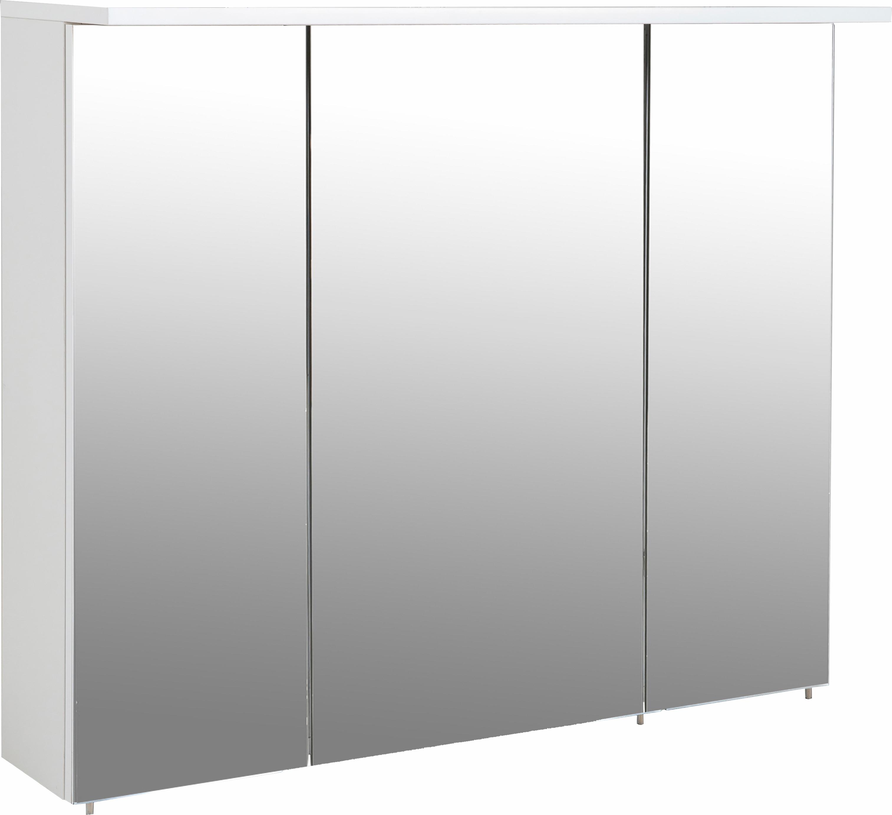 Spiegelschrank SCHILDMEYER "Profil 16", weiß, B:90cm H:75cm T:16cm, Schränke, Breite 90 cm, 3-türig, LED-Beleuchtung, Schalter-/Steckdosenbox Image