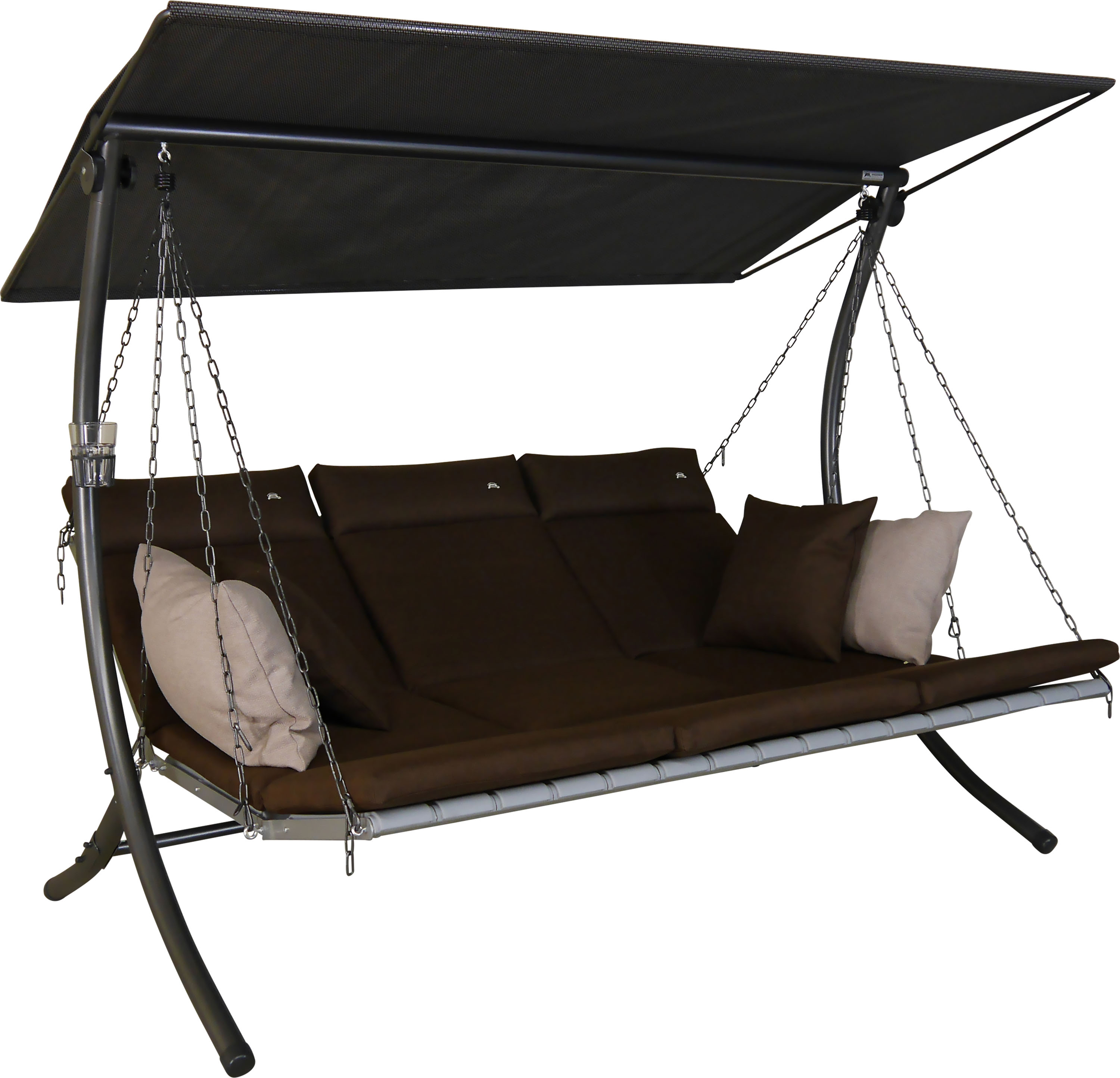 Hollywoodschaukel "Luxus Smart coffee", braun (braun, braun), B:210cm H:160cm T:145cm, Obermaterial: 100% Polyester, ANGERER FREIZEITMÖBEL, Hollywoodschaukeln, BxTxH: 210x145x160 cm